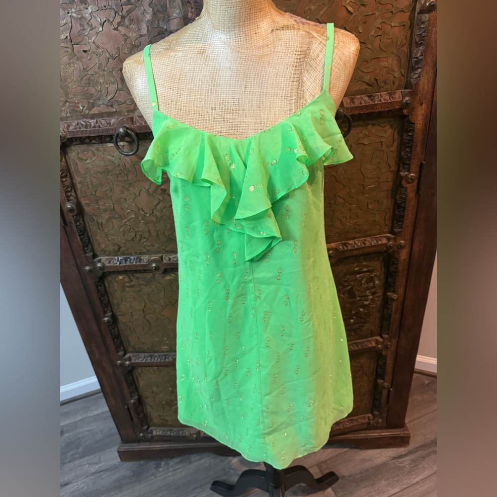 Lilly Pulitzer Vibrant Green‎ Chiffon Dress XS